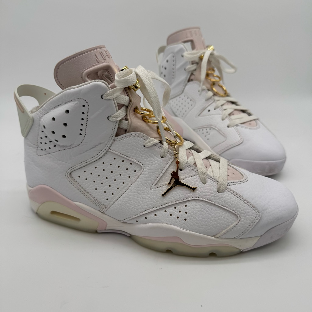 Air Jordan 6 Retro Gold Hoops White/Pink/Gold Size 11.5